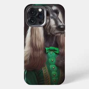 afghan hound dog in St. Patrick's Day Dress iPhone 13 Pro Max Case