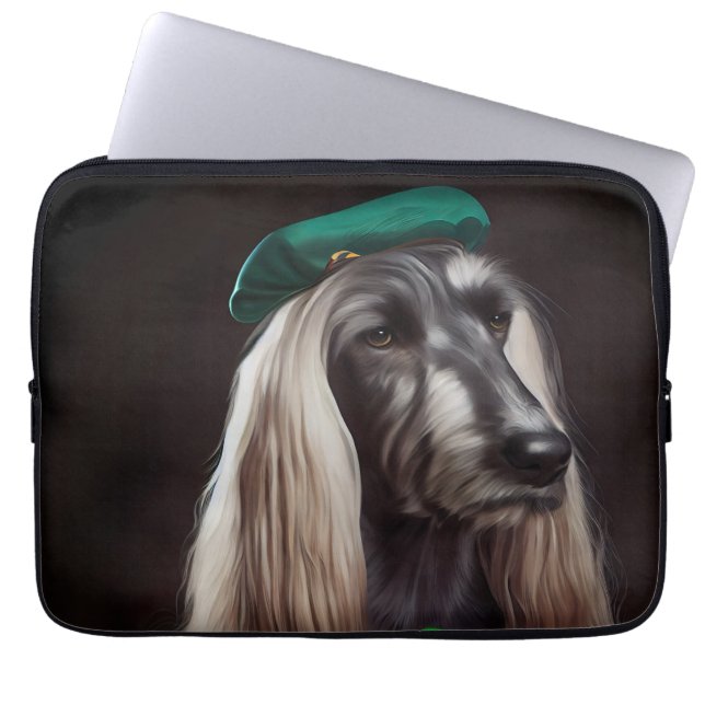 afghan hound dog in St. Patrick's Day Dress Laptop Sleeve (Front)