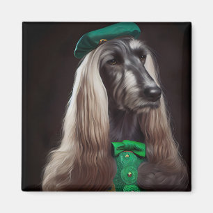 afghan hound dog in St. Patrick's Day Dress Magnet