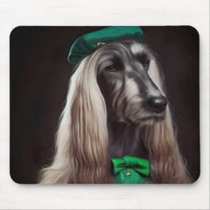 afghan hound dog in St. Patrick's Day Dress Mouse Pad