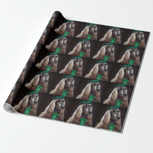 afghan hound dog in St. Patrick's Day Dress Wrapping Paper