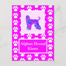 Afghan Hound Dog Kisses Silhouette Cute P&B