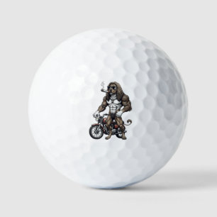 Afghan Hound Dog, muscular, tattooed, bodybuilder Golf Balls