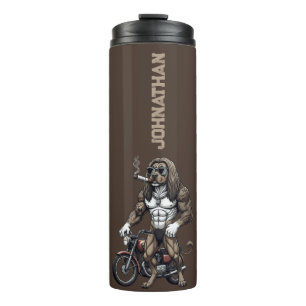 Afghan Hound Dog, muscular, tattooed, bodybuilder Thermal Tumbler