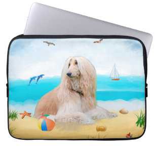 Afghan Hound Dog on Beach Laptop Sleeve