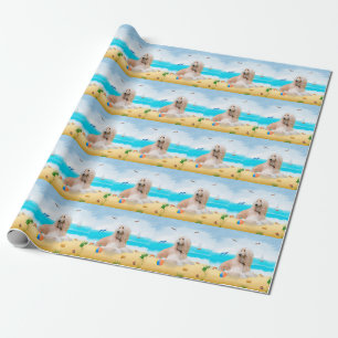 Afghan Hound Dog on Beach Wrapping Paper