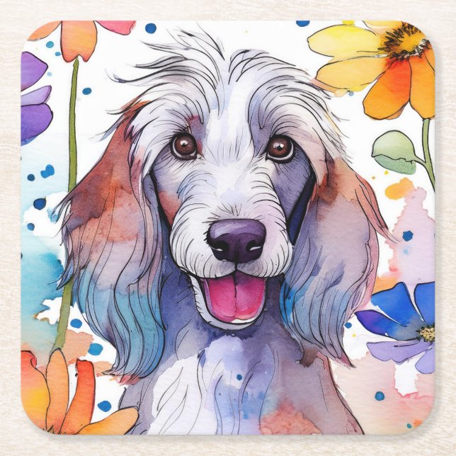 Afghan Hound Dog Paper Coaster (Front)