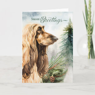 Afghan Hound Dog Season's Greetings Woodland Holiday Card