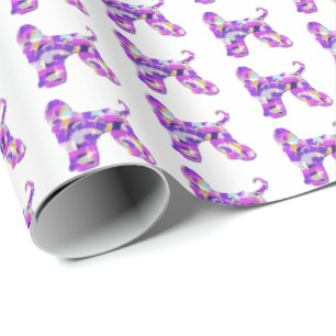 Afghan Hound Dog Silhouette Colourful Purple White Wrapping Paper