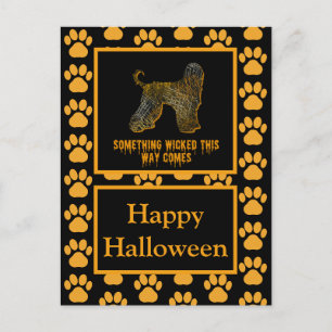Afghan Hound Dog Silhouette Happy Halloween Orange Postcard