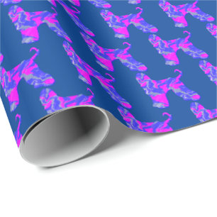 Afghan Hound Dog Silhouette Pink & Blue Blue Gift Wrapping Paper