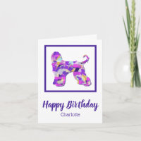 Afghan Hound Dog Silhouette Pink Purple Birthday