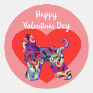Afghan Hound Dog Silhouette Valentine’s Day Heart Classic Round Sticker