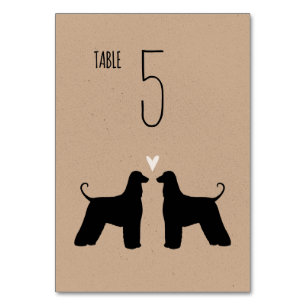 Afghan Hound Dog Silhouettes Wedding Reception Table Number