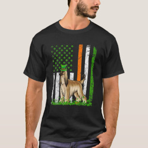 Afghan Hound Dog St Patricks Day Irish American Fl T-Shirt
