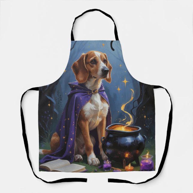 Afghan Hound Dog Whimsical Halloween Painting Apron (Front)