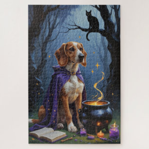 Afghan Hound Dog Whimsical Halloween Painting Jigsaw Puzzle