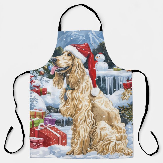 Afghan Hound Dog Winter Wonderland Christmas Joy  Apron (Front)