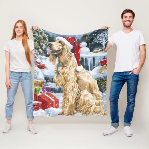 Afghan Hound Dog Winter Wonderland Christmas Joy Fleece Blanket