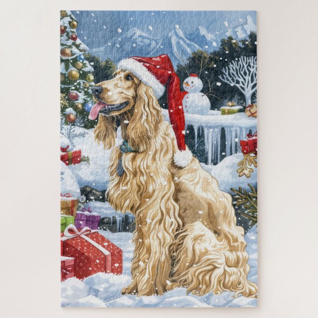 Afghan Hound Dog Winter Wonderland Christmas Joy  Jigsaw Puzzle (Vertical)