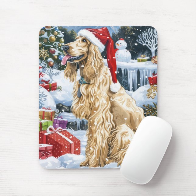 Afghan Hound Dog Winter Wonderland Christmas Joy  Mouse Pad (With Mouse)