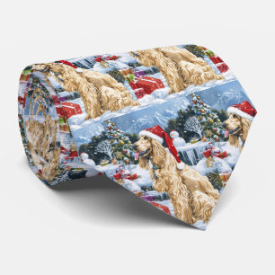 Afghan Hound Dog Winter Wonderland Christmas Joy  Tie