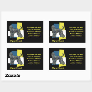 Afghan Hound Dog YB Grid TriColour Rectangular Sticker