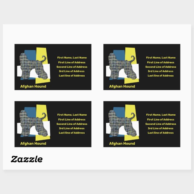 Afghan Hound Dog YB Grid TriColour Rectangular Sticker (Sheet)