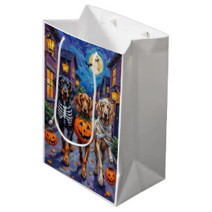 Afghan Hound Dogs Trick-or-Treating in Halloween Medium Gift Bag