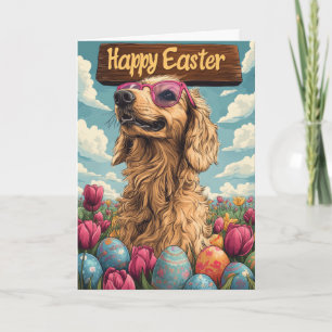Afghan Hound Easter Eggs Card