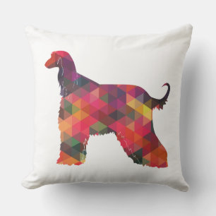 Afghan Hound Geometric Pattern Silhouette Multi Cushion