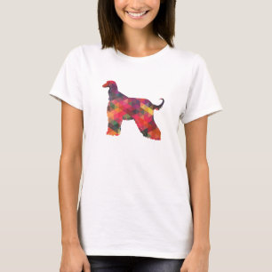 Afghan Hound Geometric Pattern Silhouette Multi T-Shirt