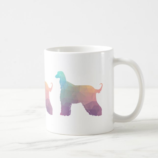 Afghan Hound Geometric Pattern Silhouette Pastel Coffee Mug (Right)