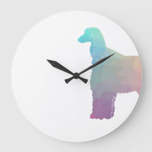 Afghan Hound Geometric Pattern Silhouette Pastel Large Clock