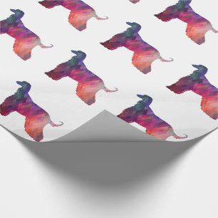 Afghan Hound Geometric Pattern Silhouette Pink Wrapping Paper