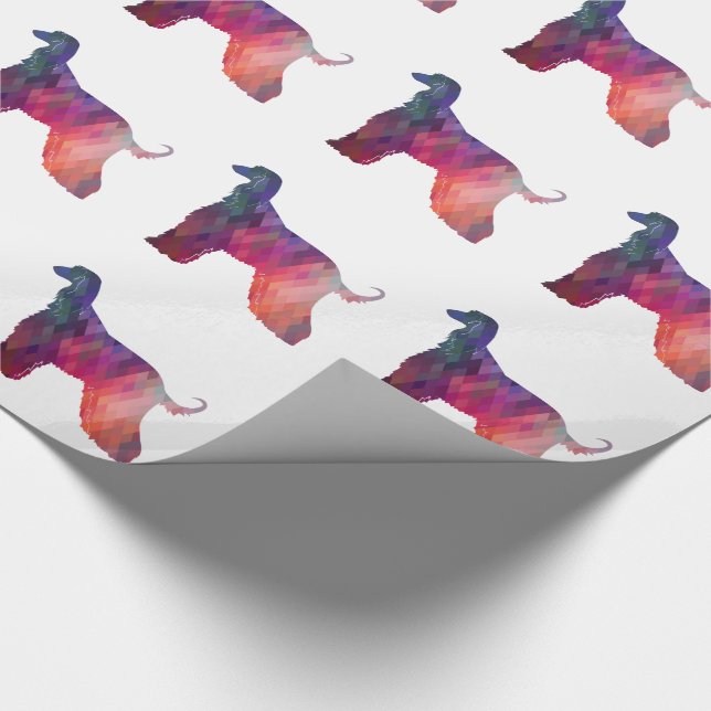 Afghan Hound Geometric Pattern Silhouette Pink Wrapping Paper (Corner)
