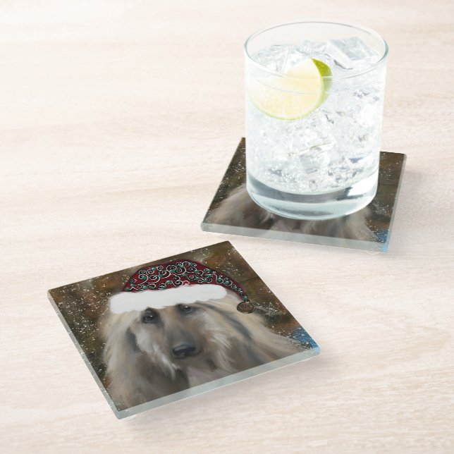 Afghan Hound Glass Coaster (Angled)