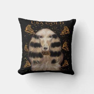 AFGHAN HOUND GOLD  CUSHION
