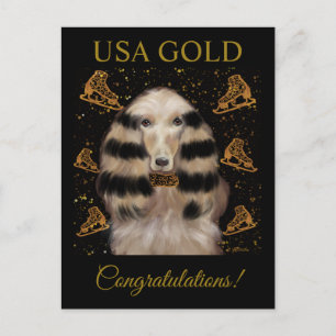 AFGHAN HOUND GOLD POSTCARD