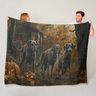 Afghan Hound Halloween Night Doggy Delight  Fleece Blanket