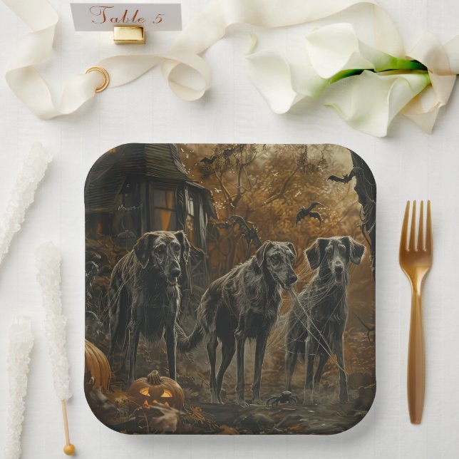 Afghan Hound Halloween Night Doggy Delight  Paper Plate (Wedding)