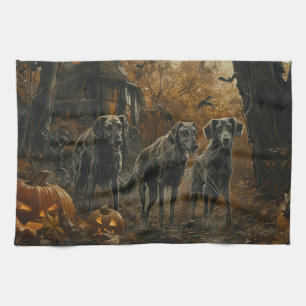 Afghan Hound Halloween Night Doggy Delight  Tea Towel