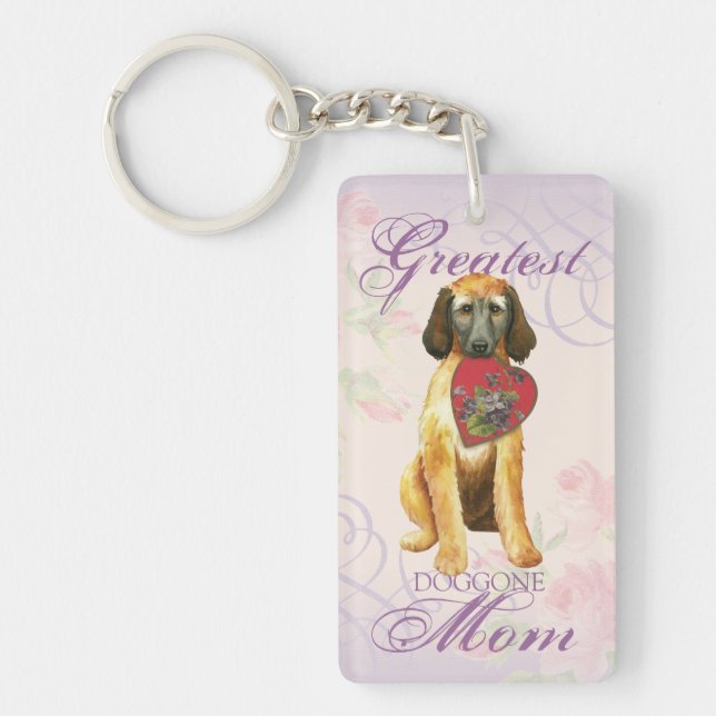 Afghan Hound Heart Mum Key Ring (Front)