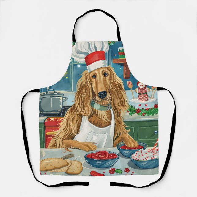 Afghan Hound Holiday Baking: Festive Christmas Apron (Front)
