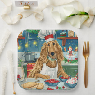 Afghan Hound Holiday Baking: Festive Christmas Paper Plate