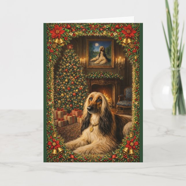 Afghan Hound Holiday Christmas Card (Front)