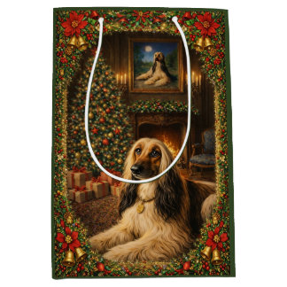 Afghan Hound Holiday Christmas  Medium Gift Bag