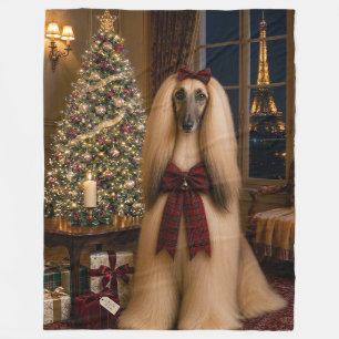 Afghan Hound Holiday Fleece Blanket