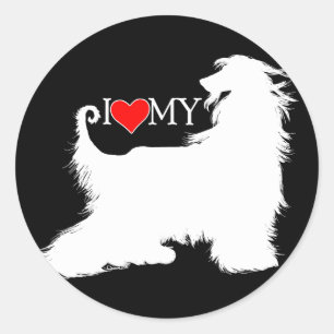 Afghan Hound I Love (heart) my Classic Round Sticker