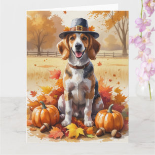 Afghan Hound in Autumn Leaves Thanksgiving Art Card